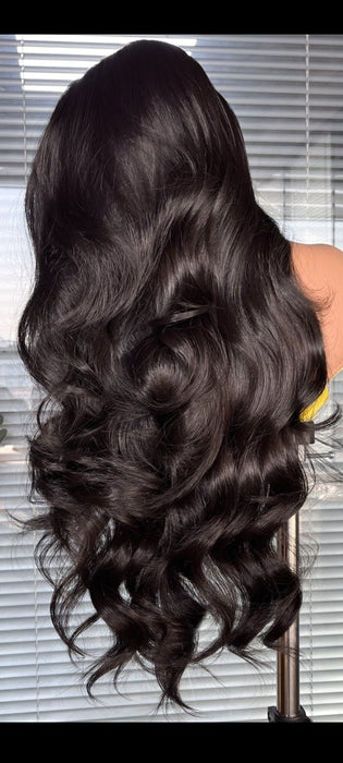 28" Inch 13×4 HD Frontal lace Black bouncy Human blend unit South Africa